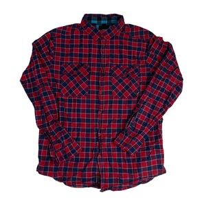 Alpinestars Button Down Shirt Mens Large Red Plaid Fair Long Sleeve Moto Pockets